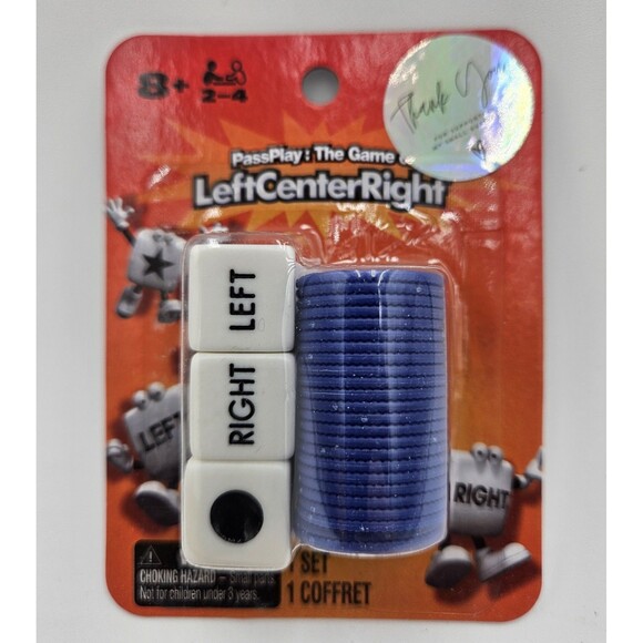 Spin Master Other - PassPlay The Game of Left Center Right 24 Tokens 3 Dice 1 Instruction Sealed NEW